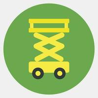 Icon scissor lift. Heavy equipment elements. Icons in color mate style. Good for prints, posters, logo, infographics, etc. vector