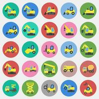 Icon set of heavy equipment. Heavy equipment elements. Icons in color mate style. Good for prints, posters, logo, infographics, etc. vector