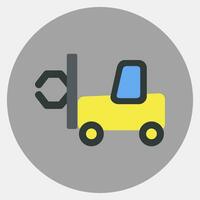 Icon papper roll clamp forklift. Heavy equipment elements. Icons in color mate style. Good for prints, posters, logo, infographics, etc. vector