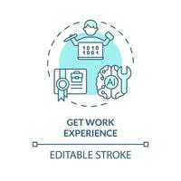 2D editable blue get work experience icon, simple isolated vector, AI engineer thin line monochromatic illustration vector