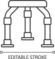 2D pixel perfect editable black shower stool icon, isolated vector, thin line illustration representing medical care equipment. vector