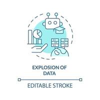 2D editable blue explosion of data icon, simple isolated vector, AI engineer thin line monochromatic illustration vector