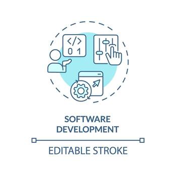 2d editable azul software desarrollo icono, sencillo aislado vector, ai ingeniero Delgado línea monocromo ilustración vector