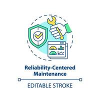 2D editable multicolor icon reliability centered maintenance concept, simple isolated vector, predictive maintenance thin line illustration. vector