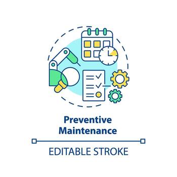 2D editable multicolor icon preventive maintenance concept, simple isolated vector, predictive maintenance thin line illustration. vector