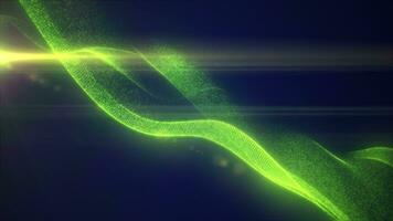 Green glowing magic waves from energy particles abstract background video