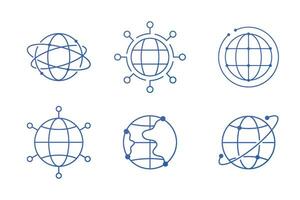 Set of minimal global network icon design on white background. Vector illustration
