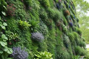 Vertical garden wall. background. AI Generative Pro Photo