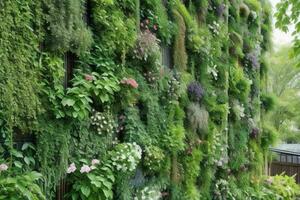 Vertical garden wall. background. AI Generative Pro Photo