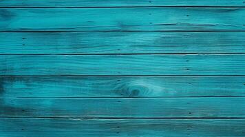 wood background. blank turquoise color wall with space for graphic design element. generative AI photo