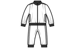 Men's Zip Up Track Jacket Outline Illustration, Long sleeve polo collar track suit jacket. vector