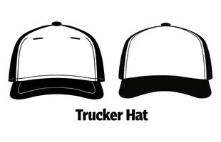 Trucker Hat, Mesh Cap template illustration, Blank black Trucker Hat Vectorize for designers. vector