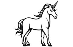 Unicorn - Outline Icon - Pixel Perfect, Vector cute unicorn icon isolated, cartoon, illustration.