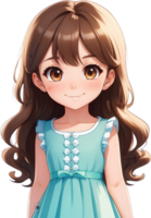 Adorable cartoon girl, sweet kid character, cute child avatar, lovable young girl ai generative png