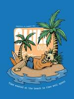 Vector illustration of a skeleton enjoying summer time at the beach. Suitable for t shirt design, sticker, poster, print, etc