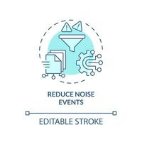 2D editable reduce noise events icon representing AI ops, isolated vector, blue thin line illustration. vector