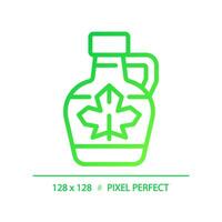 2D pixel perfect gradient maple syrup icon, isolated vector, thin line green illustration representing allergen free. vector