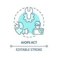 2D editable AI ops act icon representing AI ops, isolated vector, blue thin line illustration. vector