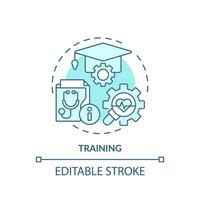 2D editable blue icon training concept, isolated monochromatic vector, health interoperability resources thin line illustration. vector