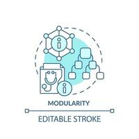 2D editable blue icon modularity concept, isolated monochromatic vector, health interoperability resources thin line illustration. vector