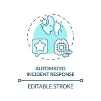 2D editable automated incident response icon representing AI ops, isolated vector, blue thin line illustration. vector