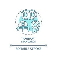 2D editable blue icon transport standards concept, isolated monochromatic vector, health interoperability resources thin line illustration. vector