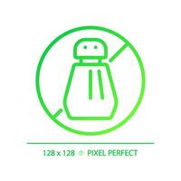 2D pixel perfect gradient no pesticides icon, isolated vector, thin line green illustration representing allergen free. vector