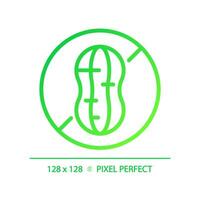 2D pixel perfect gradient nut free icon, isolated vector, thin line green illustration representing allergen free. vector
