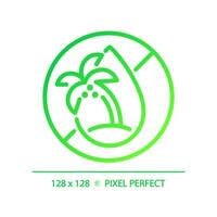 2D pixel perfect gradient palm oil free icon, isolated vector, thin line green illustration representing allergen free. vector