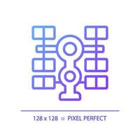 Space station pixel perfect gradient linear vector icon. International cooperation. Scientific research. Thin line color symbol. Modern style pictogram. Vector isolated outline drawing