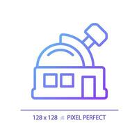 Observatory pixel perfect gradient linear vector icon. Research facility. Space exploration. Astronomy education. Thin line color symbol. Modern style pictogram. Vector isolated outline drawing