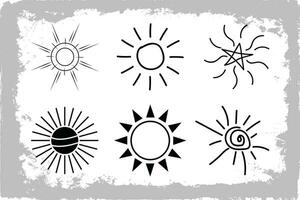 Sunset Hand Drawn Illustrations Vector EPS , Creative Brush Arts