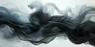 Abstract Graphic motion on background, creative waves of black smoke, AI Generative photo