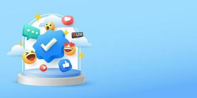 3d social media checkmark verify illustration vector