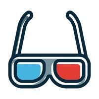 3d Glasses Vector Thick Line Filled Dark Colors Icons For Personal And Commercial Use.