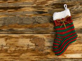 Christmas socks decorated with bows photo