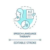 2D editable blue icon speech language therapy concept, simple isolated vector, dyslexia thin line illustration. vector