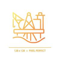 Oil platform gradient linear vector icon. Pump jack. Offshore drilling rig. Deep sea mining. Gas and oil industry. Thin line color symbol. Modern style pictogram. Vector isolated outline drawing