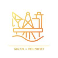 Oil platform gradient linear vector icon. Pump jack. Offshore drilling rig. Deep sea mining. Gas and oil industry. Thin line color symbol. Modern style pictogram. Vector isolated outline drawing