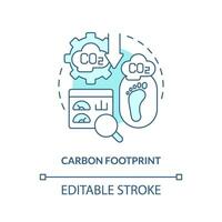 Editable carbon footprint linear concept, isolated vector, blue thin line icon representing carbon border adjustment. vector