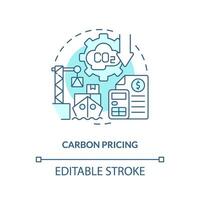 Editable carbon pricing linear concept, isolated vector, blue thin line icon representing carbon border adjustment. vector