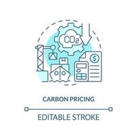 Editable carbon pricing linear concept, isolated vector, blue thin line icon representing carbon border adjustment. vector