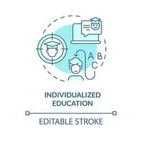 2D editable blue icon individualized education concept, simple isolated vector, dyslexia thin line illustration. vector