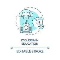 2D editable blue icon dyslexia in education concept, simple isolated vector, dyslexia thin line illustration. vector