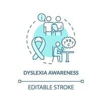 2D editable blue icon dyslexia awareness concept, simple isolated vector, dyslexia thin line illustration. vector