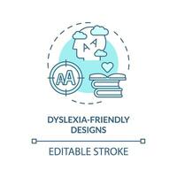 2D editable blue icon dyslexia friendly designs concept, simple isolated vector, dyslexia thin line illustration. vector