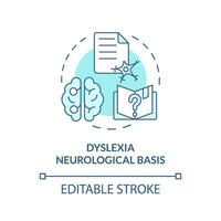 2D editable blue icon dyslexia neurological basis concept, simple isolated vector, dyslexia thin line illustration. vector