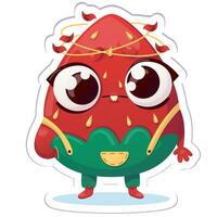 Vector illustration strawberry character sticker