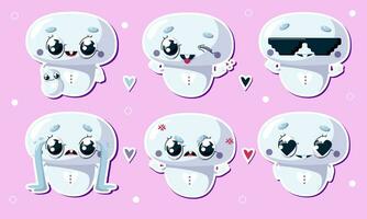 Vector illustration of mushroom character stickers with cute expression, cool, funny, mushroom isolated