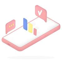 3D vector minimal analytics pink mobile phone